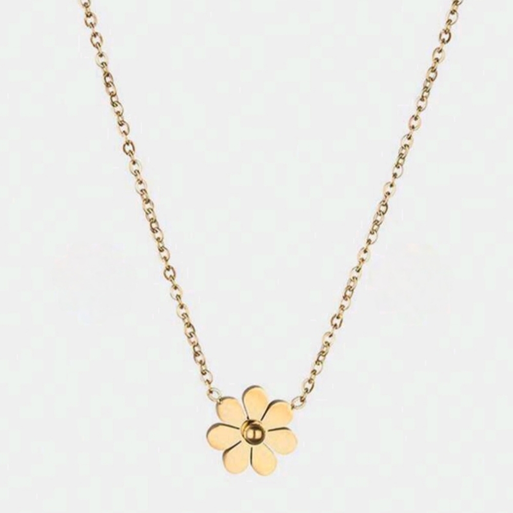 Gold Plated Flower Pendant Necklace